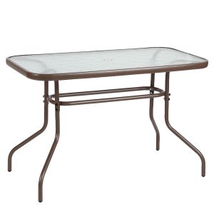 Τραπέζι Κήπου ArteLibre VULCAN Καφέ Μέταλλο/Γυαλί 110x60x70cm