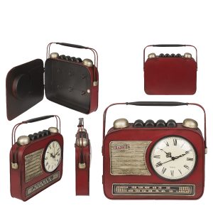 Κλειδοθήκη Ραδιόφωνο 6 Θέσεων Με Ρολόι Κόκκινο/Μαύρο Μέταλλο 29x7x28.5cm