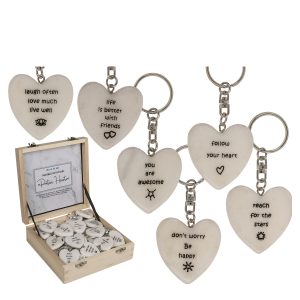 Μπρελόκ Καρδιά Μάρμαρο/Μέταλλο 4x0.5cm Σε 6 Σχέδια