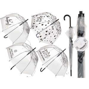 Ομπρέλα Dome Διάφανη Με Σχέδιο Και Αυτόματο Άνοιγμα 85cm Σε 4 Σχέδια