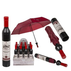 Ομπρέλα Τσέπης Μπουκάλι Κρασιού Μοβ Πλαστικό/Μέταλλο 90cm