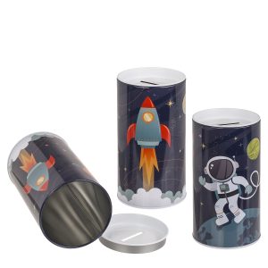 Κουμπαράς Διάστημα Με Αποσπώμενο Καπάκι Μέταλλο 15.5x8cm Σε 2 Σχέδια