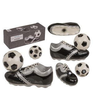 Αλατοπίπερο Παπούτσι Και Μπάλα Ποδοσφαίρου Με Μαγνήτη Δολομίτης 11.5x7.5x5cm Σετ 2Τμχ