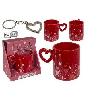 Σετ Δώρου ‘Love’ Με Κεραμική Κούπα 380ml Και Μεταλλικό Μπρελόκ 2Τμχ