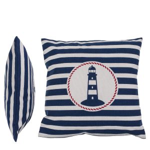 Διακοσμητικό Μαξιλάρι Φάρος Με Φερμουάρ Μπλε/Λευκό 64% Polyester/19% Βαμβάκι/17% Βισκόζη 40x40cm 1Τμχ