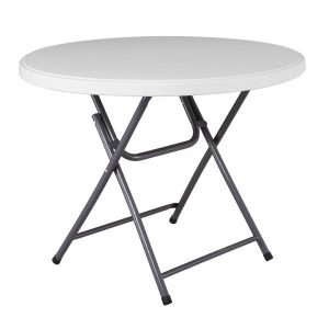 BLOW Τραπέζι Ροτόντα - Catering Πτυσσόμενο, Μέταλλο Βαφή Γκρι, HDPE Άσπρο 45mm