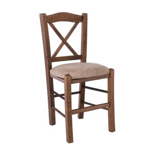 CASA Καρέκλα Οξιά Βαφή Εμποτισμού Καρυδί, Κάθισμα Suede Μπεζ