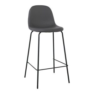 CELINA Σκαμπό BAR με Πλάτη, Κάθισμα H.67cm, Μέταλλο Βαφή Μαύρο, Pvc Γκρι
