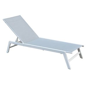 CORTE Ξαπλώστρα K/D, Μέταλλο Βαφή Άσπρο, Textilene Ανοιχτό Γκρι