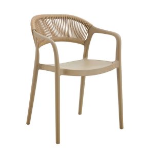 DONNA Πολυθρόνα-Pro Στοιβαζόμενη, PP-UV Tortora, Rope Wicker Φυσικό