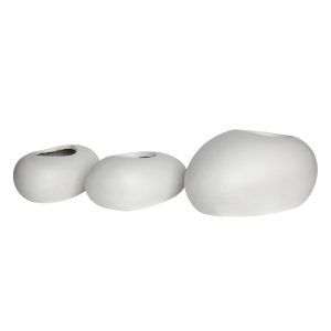 FLOWER POT-ROCK Set 3 τεμαχίων, Cement Απόχρωση White