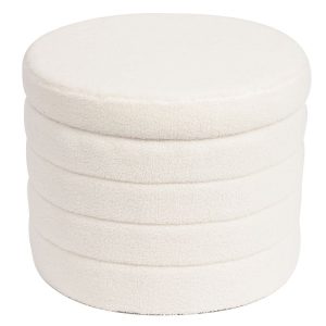 GROOVY Σκαμπό Αποθηκευτικό, Teddy Ύφασμα Εκρού