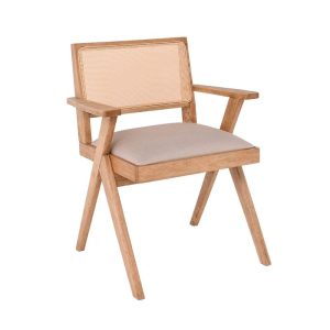 MEMORY Πολυθρόνα Τραπεζαρίας, Απόχρωση Φυσικό, Ύφασμα Sand Beige