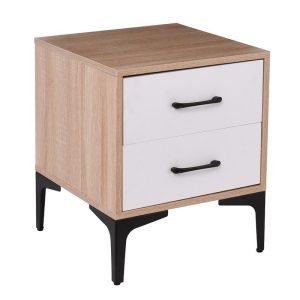 MERRANO Κομοδίνο με 2 Συρτάρια Απόχρωση Sonoma-Άσπρο