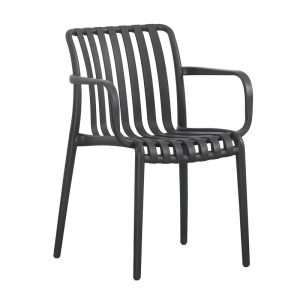 MODA-H Πολυθρόνα Στοιβαζόμενη, PP - UV Protection Απόχρωση Μαύρο