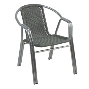 POLO-II Πολυθρόνα Βεράντας - Κήπου Αλουμινίου Στοιβαζόμενη, PE Mixed Grey (Tube:25x1mm)