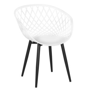 REX Πολυθρόνα-Pro Μέταλλo Βαφή Μαύρο, PP-UV Άσπρο