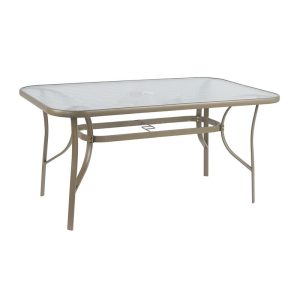 RIO Τραπέζι Κήπου - Βεράντας, Μέταλλο Βαφή Μπεζ, Γυαλί