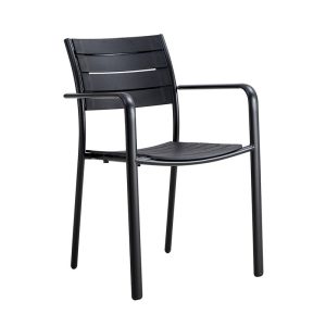 SAGA Πολυθρόνα Στοιβαζόμενη, Μέταλλο Βαφή Μαύρο, PP-UV Μαύρο