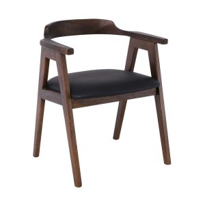 SELVA Πολυθρόνα Τραπεζαρίας, Απόχρωση Καρυδί, Pu Μαύρο