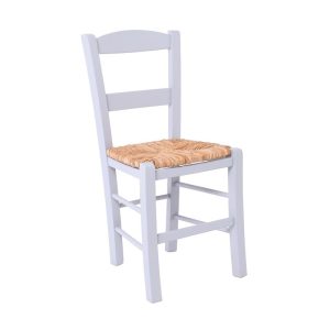 ΣΥΡΟΣ Καρέκλα Οξιά Βαφή Εμποτισμού Λάκα Γκρι, Κάθισμα Ψάθα