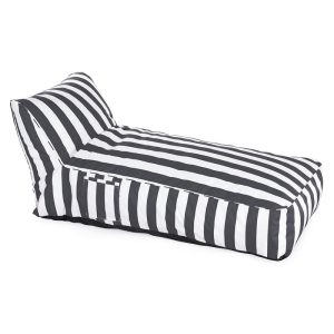 TACO MAX Πουφ Ξαπλώστρα Ανάκλιντρο, 100% Αδιάβροχο Ύφασμα Ριγέ Άσπρο/Γκρι