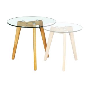 TARGET Τραπεζάκι Βοηθητικό Ξύλο - Γυαλί 8mm