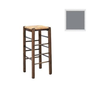 ΤΑΒΕΡΝΑΣ Σκαμπό BAR, Οξιά Βαφή Εμποτισμός Λάκα Γκρι, Κάθισμα Ψάθα