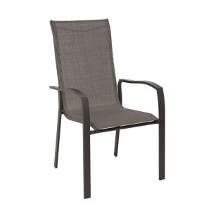 VERONA Dining Πολυθρόνα Κήπου, Βεράντας Μέταλλο Βαφή Καφέ, Textilene Καφέ