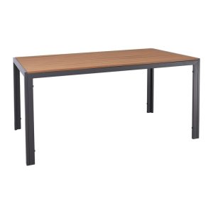 VIRNA Τραπέζι Κήπου-Βεράντας, Μέταλλο Βαφή Ανθρακί, Polywood Φυσικό