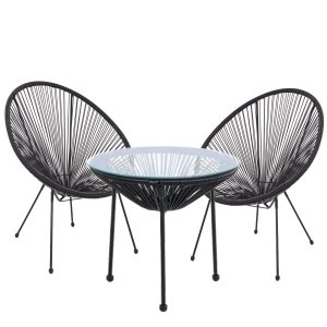 Σετ Τραπεζαρία Κήπου ArteLibre GANYMEDE Μέταλλο Μαύρο Με 2 Πολυθρόνες 14990068