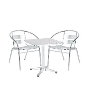 Σετ Τραπεζαρία Κήπου ArteLibre CALLISTO Αλουμίνιο Ασημί Με 2 Πολυθρόνες 14990098