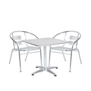 Σετ Τραπεζαρία Κήπου ArteLibre CALLISTO Αλουμίνιο Ασημί Με 2 Πολυθρόνες 14990102