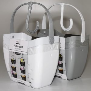 Καλαθάκι Μπάνιου Κρεμαστό Με Γάντζο Πλαστικό 70cm Σετ 3Τμχ Σε 2 Χρώματα