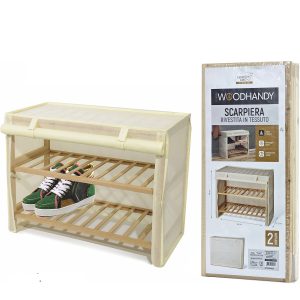 Παπουτσοθήκη WOODHANDY Beige/Ύφασμα/Ξύλο 63x27.5x49cm 2Τμχ