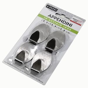 Κρεμαστράκια Κουζίνας Inox Μέταλλο 3.5x2.5x5.5cm Σετ 4Τμχ