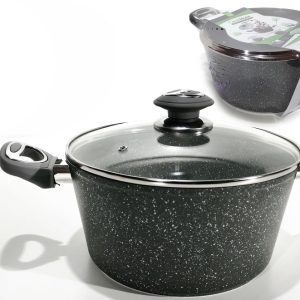 Κατσαρόλα Αντικολλητική Αλουμινίου Με Επίστρωση Stone Λαβές Soft-Touch Φ24cm