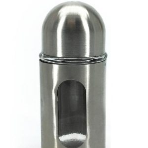 Αλατιέρα Με Οθόνη Ένδειξης Στάθμης Inox/Διάφανο Μέταλλο/Γυαλί 100ml Υ10cm