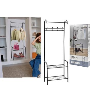 Κρεμάστρα Δαπέδου Μαύρο Μέταλλο 61x30x170cm