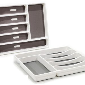 Θήκη Για Μαχαιροπήρουνα Με Αντιολισθητική Επιφάνεια 6 Χωρίσματα Λευκό Πλαστικό 40x32.5x4.5cm