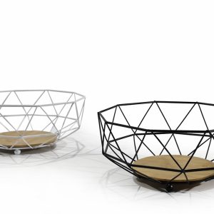 Φρουτιέρα Με Βάση Μπαμπού Μέταλλο Φ26x10cm Σε 2 Χρώματα