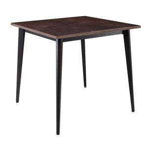 VIDAL Τραπέζι Μέταλλο Βαφή Μαύρο, Επιφάνεια 80x80cm/20mm Κ/Π Εμποτισμού Καρυδί