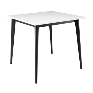 VIDAL Τραπέζι Μέταλλο Βαφή Μαύρο, Επιφάνεια 80x80cm/20mm Κ/Π Εμποτισμού Λάκα Άσπρο