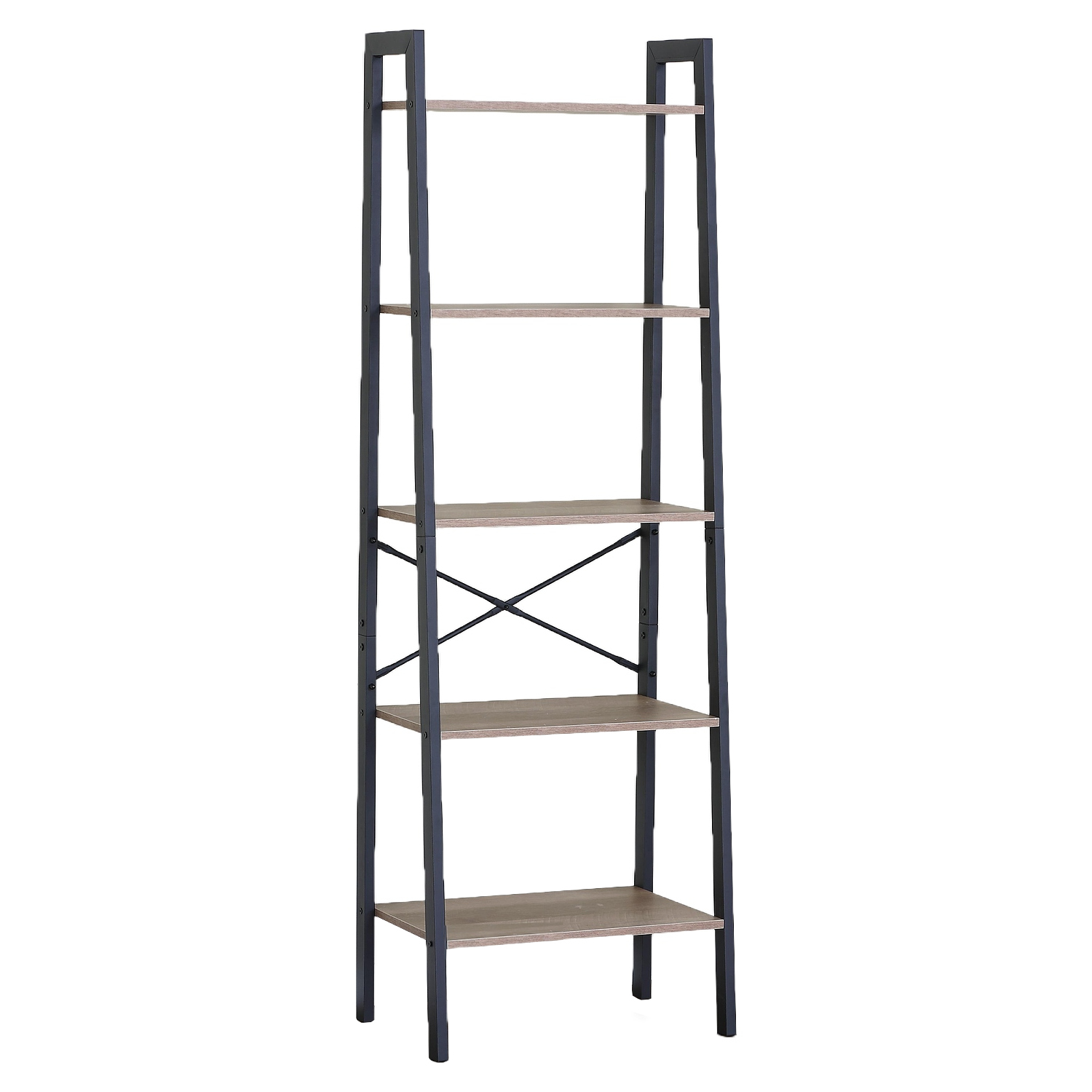 Ραφιέρα ArteLibre TARNOX Με 5 Ράφια Δρυς/Μαύρο MDF/Μέταλλο 56x37.8x172.2cm