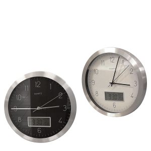 Ρολόι Τοίχου Ασημί Μέταλλο Φ30cm Σε 2 Χρώματα