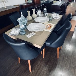 Καρέκλες με μαύρο τεχνόδερμα 5 τεμάχια